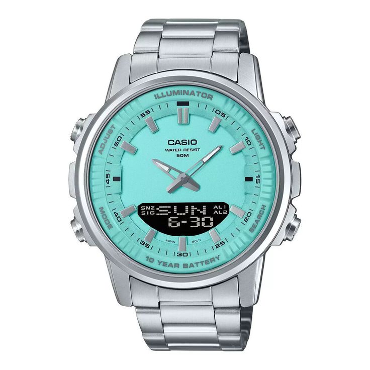 Turquoise Dial Men's Dual Display Watch – Waterproof, KSA