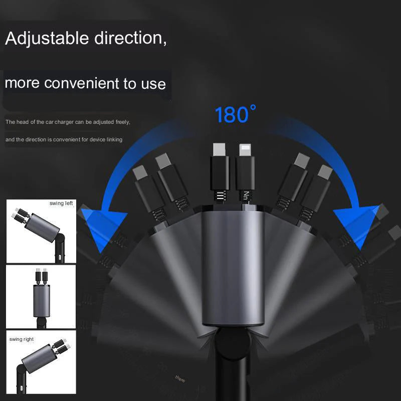 🎁Last Day Promotion Save 65%, 4-in-1 Retractable Car Charger For Android and iPhone 📱